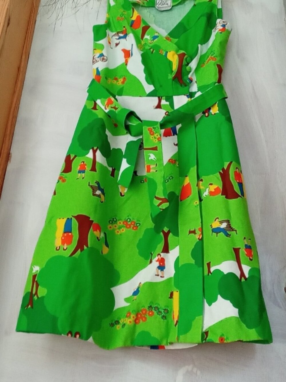 Rare Unworn 1950s/1960s Malia Honolulu Park Novelty Print Dress - Mint NOS